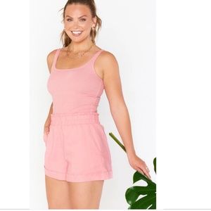 Show Me Your Mumu Han’s Linen Pink Shorts NWT